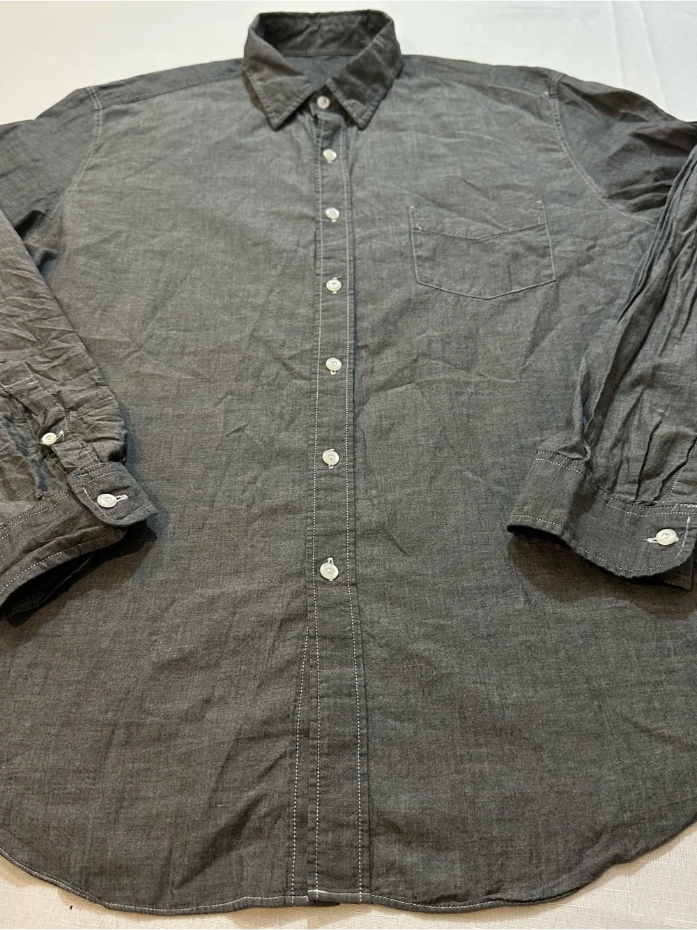 J.Crew Factory Gray Chambray Button Up Shirt Large